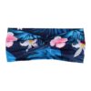 haarband tropische bloemen_11 Haarband Twist 9cm – Tropische Bloemenprint – Jersey Stof – Blauw