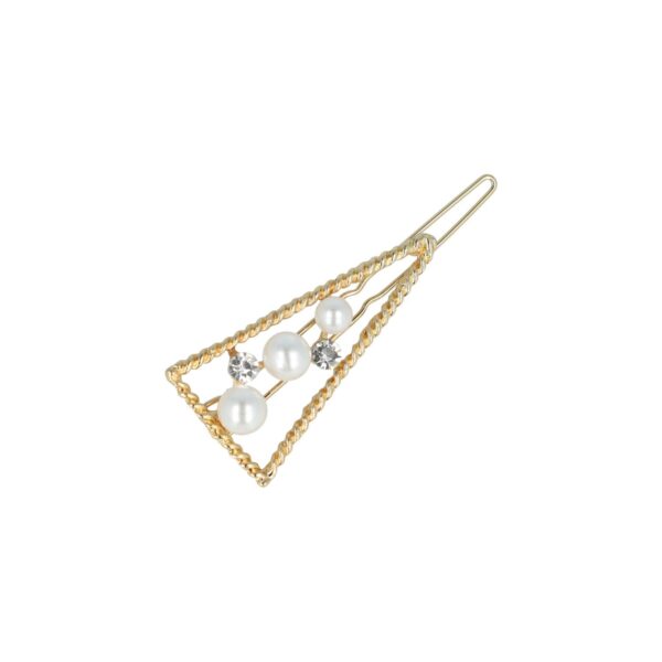 haarclip driehoek strass parel_7 Haarspeld Haarclip 4,5cm - Driehoek - Parel Strass Steentjes - Goud wit