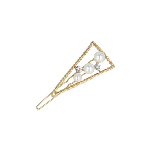haarclip driehoek strass parel_8 Haarspeld Haarclip 4,5cm - Driehoek - Parel Strass Steentjes - Goud wit