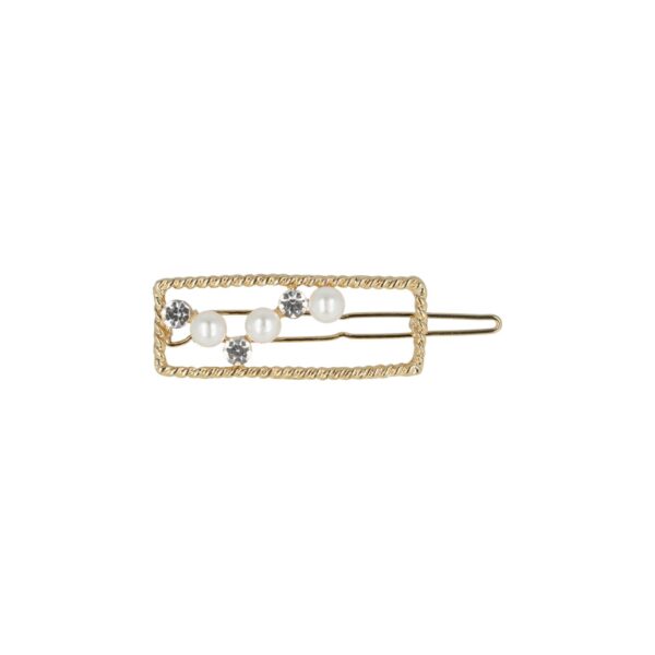 Haarspeld Haarclip 4,5cm - Recht - Parel Strass Steentjes - Wit Goud