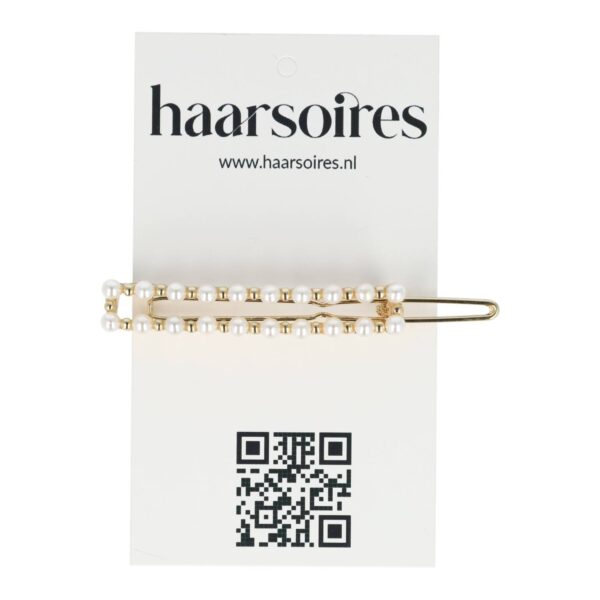 haarclip recht pareltjes_2 Haarspeld Haarclip 5cm - Recht - Parel - Wit Goud