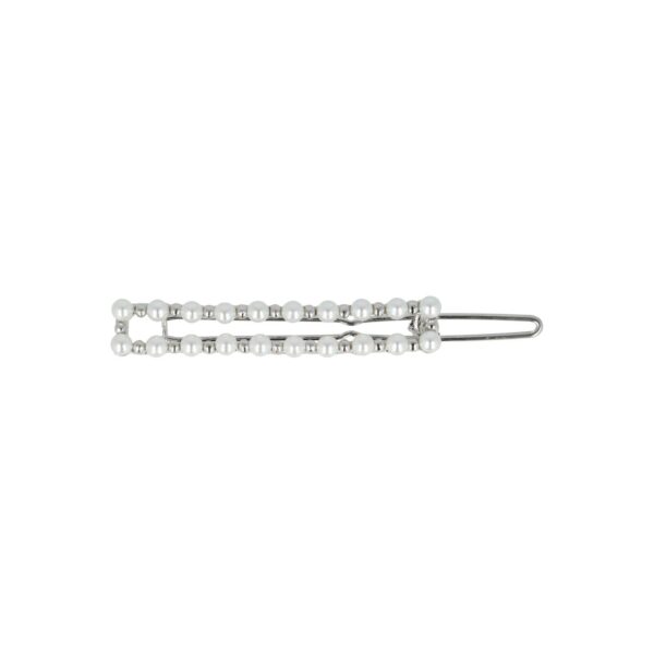 haarclip recht pareltjes_4 Haarspeld Haarclip 5cm - Recht - Parel - Wit Zilver