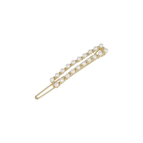 haarclip recht pareltjes_7 Haarspeld Haarclip 5cm - Recht - Parel - Wit Goud