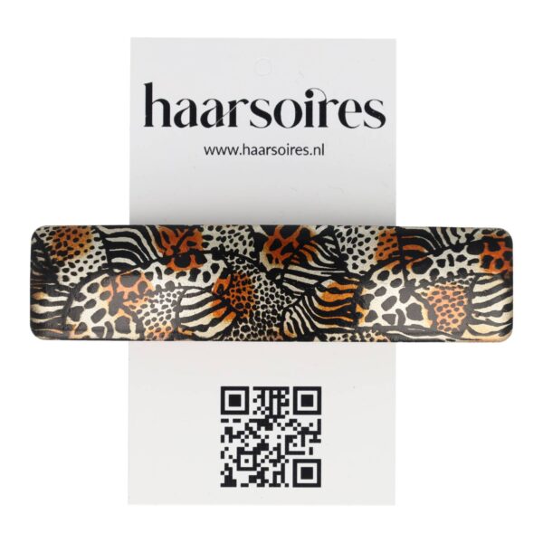 haarspeld panter buin roze goud 9cm_15 Haarspeld Patentspeld Recht 9cm – Panter Patroon – Beige/Bruin/Goud