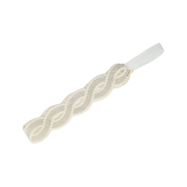 Haarband gevlochten - Kant zilverdraad 3,5 cm - Crème