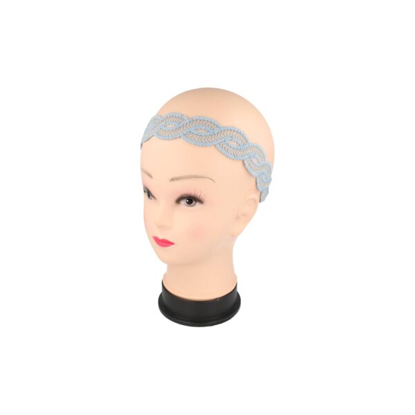 Haarband gevlochten - Kant zilverdraad 3,5 cm - Blauw