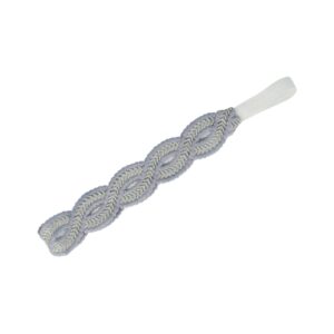 Haarband gevlochten - Kant zilverdraad 3,5 cm - Grijs