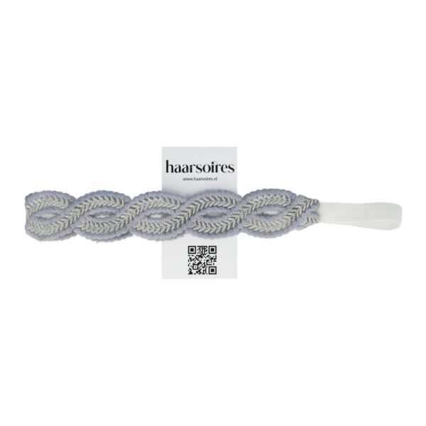 Haarband gevlochten - Kant zilverdraad 3,5 cm - Grijs