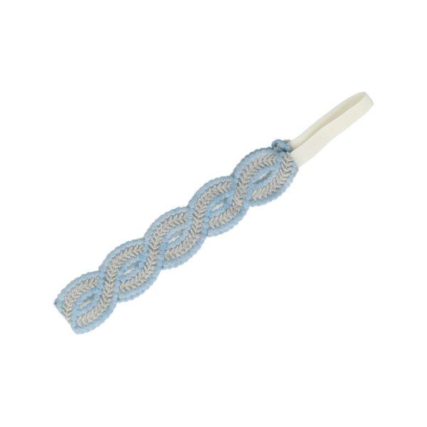 Haarband gevlochten - Kant zilverdraad 3,5 cm - Blauw