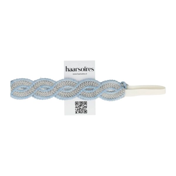 Haarband gevlochten - Kant zilverdraad 3,5 cm - Blauw