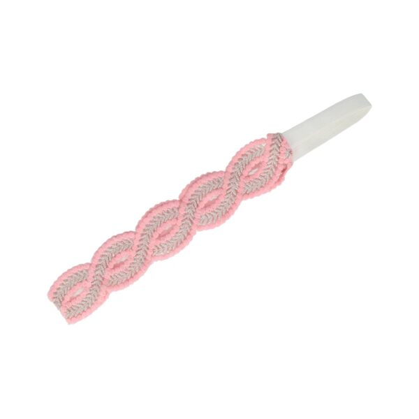 Haarband gevlochten - Kant zilverdraad 3,5 cm - Roze