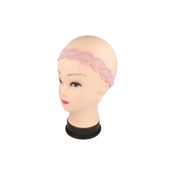 Haarband gevlochten - Kant zilverdraad 3,5 cm - Roze