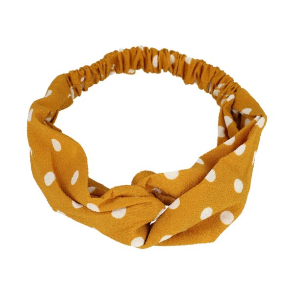 hd twist stippen_11 Haarband Twist 5cm – Stippenprint – Gladde Stof – Wit Geel