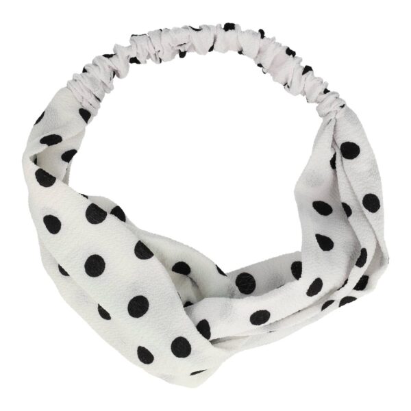 hd twist stippen_2 Haarband Twist 5cm – Stippenprint – Gladde Stof – Wit Zwart