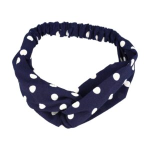 Haarband Twist 5cm – Stippenprint – Gladde Stof – Wit Donkerblauw