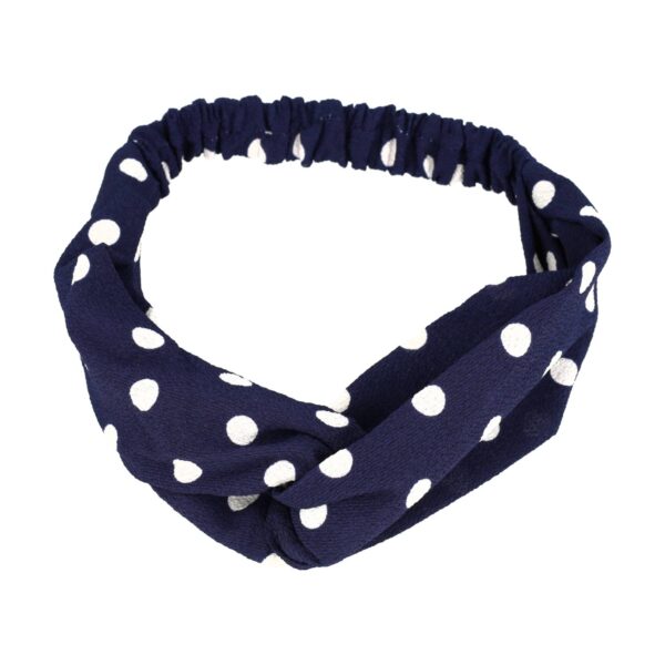 hd twist stippen_5 Haarband Twist 5cm – Stippenprint – Gladde Stof – Wit Donkerblauw