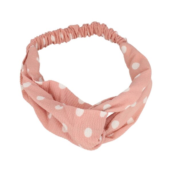 hd twist stippen_7 Haarband Twist 5cm – Stippenprint – Gladde Stof – Wit Lichtroze