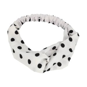 Haarband Twist 5cm – Stippenprint – Gladde Stof – Wit Zwart