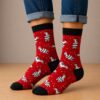 sokken-zebra-rood Sokken katoen - zebra print - rood zwart wit - maat 36-43