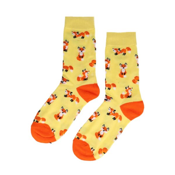 sokken zebra vos eenhoorn kat_7 Sokken katoen - vossen print - geel oranje - maat 36-43