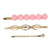 Haarspeld schuifspeldjes - Wave strass Kralen 7cm - Roze goud - Set van 3