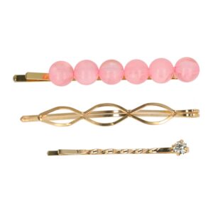 Haarspeld schuifspeldjes - Wave strass Kralen 7cm - Roze goud - Set van 3