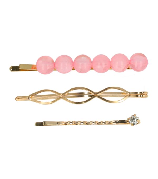 thumbnail_31416-rz_1 Haarspeld schuifspeldjes - Wave strass Kralen 7cm - Roze goud - Set van 3