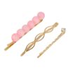 Haarspeld schuifspeldjes - Wave strass Kralen 7cm - Roze goud - Set van 3