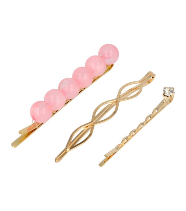 thumbnail_31416-rz_4 Haarspeld schuifspeldjes - Wave strass Kralen 7cm - Roze goud - Set van 3