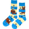 069-lol_15 Sokken Katoen - Honden Streep Print – Blauw Beige – Maat 38-45