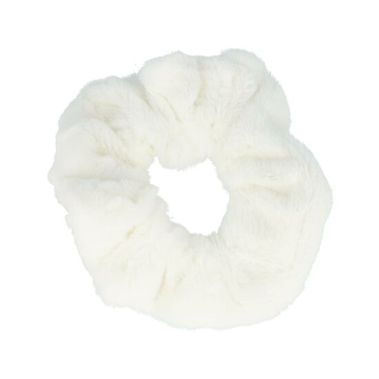 2159887815 Haarelastiek Scrunchie – Basic – Teddy Stof – Wit