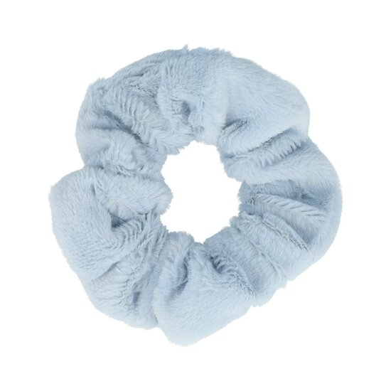 2160718512 Haarelastiek Scrunchie – Basic – Teddy Stof – Lichtblauw