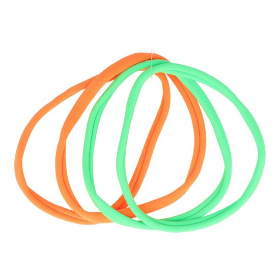 2161812243 Haarband sport - Elastiek endless nylon - Groen oranje - Set van 4