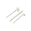 2162448378 Haarspeld schuifspeldjes - Bloem bol strass parel - Zilver - Set van 3