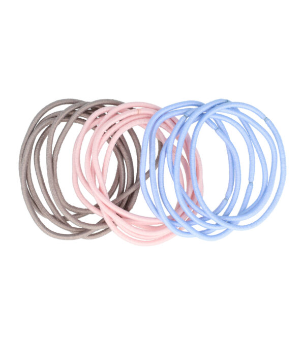 Haarelastieken basic - Dun zonder metaal – Roze bruin blauw - Set van 18