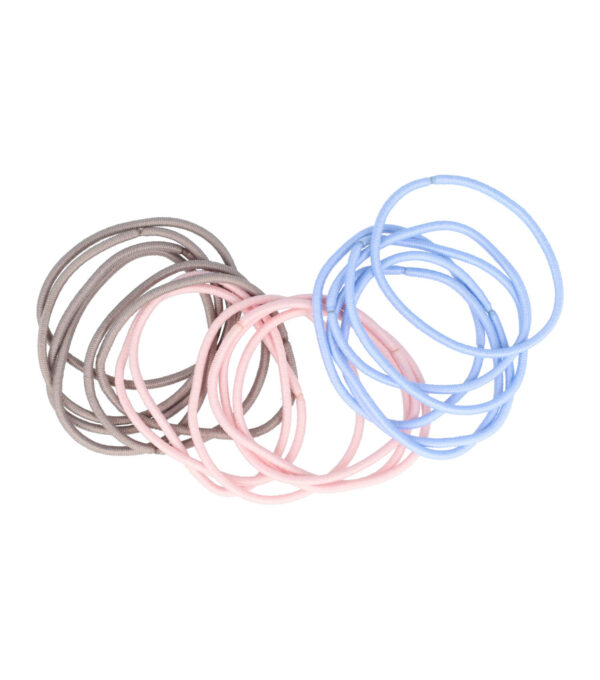 Haarelastieken basic - Dun zonder metaal – Roze bruin blauw - Set van 18