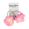 HAARELASTIEK STOFFEN BLOEM GLITTER ELASTIEK_12 Haarelastieken – Bloem 5cm – Glitter Elastiek en Stoffen Bloemvorm – Zilver Roze – Set van 2