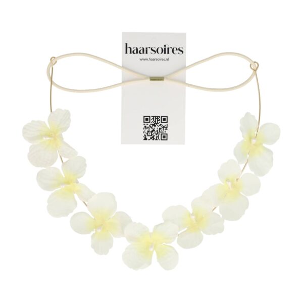 Haarband bloem ijzerdraad color_2 Haarband bloem - Metaaldraad bloemenkroon - Wit geel