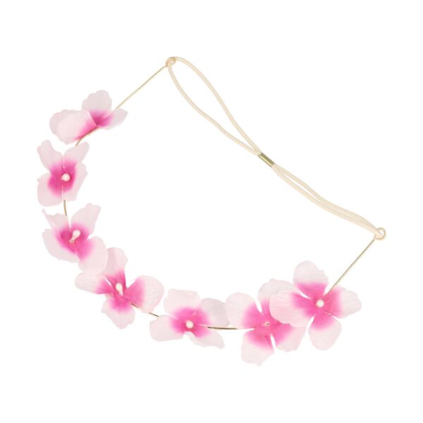 Haarband bloem ijzerdraad color_4 Haarband bloem - Metaaldraad bloemenkroon - Wit roze