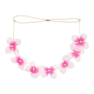 Haarband bloem - Metaaldraad bloemenkroon - Wit roze