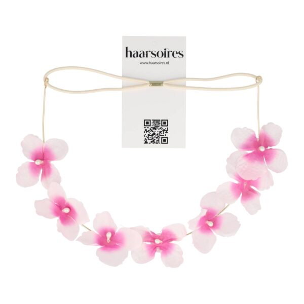 Haarband bloem ijzerdraad color_6 Haarband bloem - Metaaldraad bloemenkroon - Wit roze