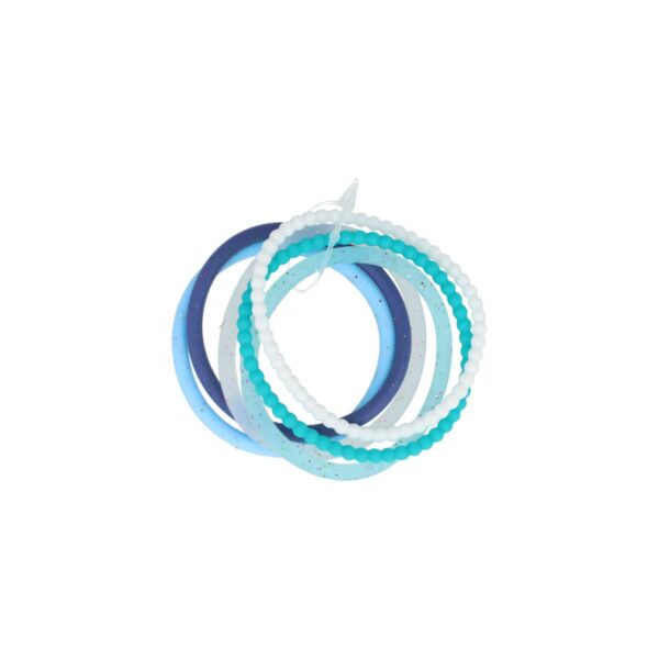 Haarelastiek siliconen anti slip wit blauw_1 Haarelastieken basic - Siliconen anti-slip - Wit blauw - Set van 6