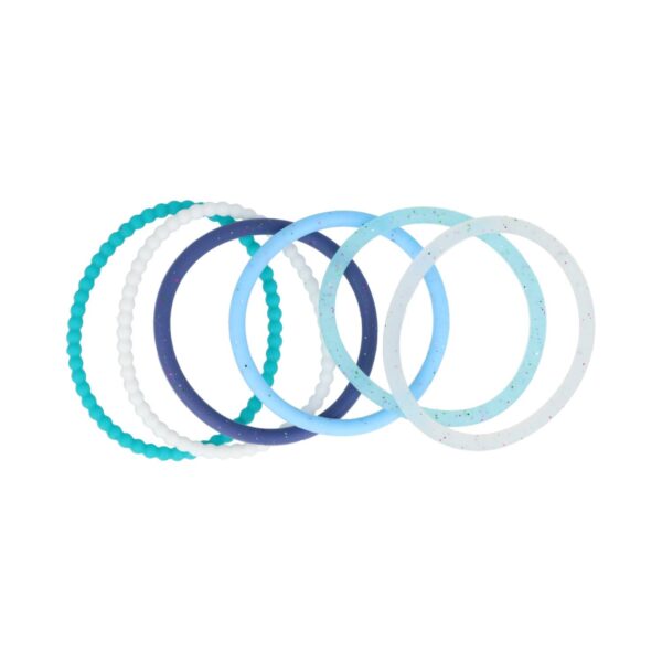 Haarelastiek siliconen anti slip wit blauw_3 Haarelastieken basic - Siliconen anti-slip - Wit blauw - Set van 6