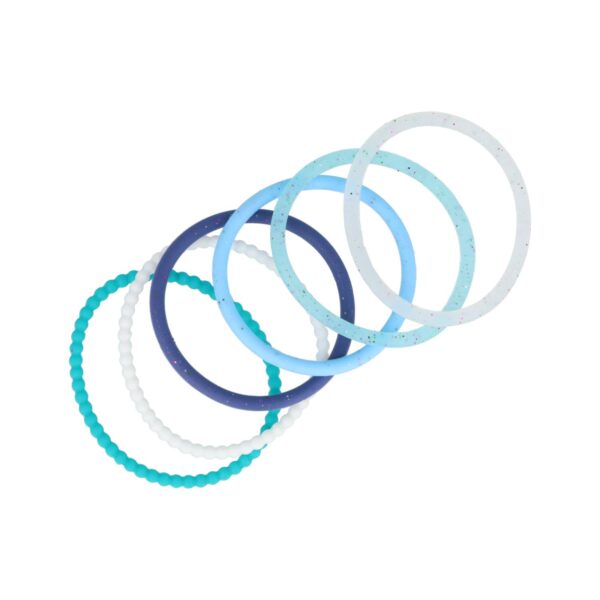 Haarelastiek siliconen anti slip wit blauw_4 Haarelastieken basic - Siliconen anti-slip - Wit blauw - Set van 6