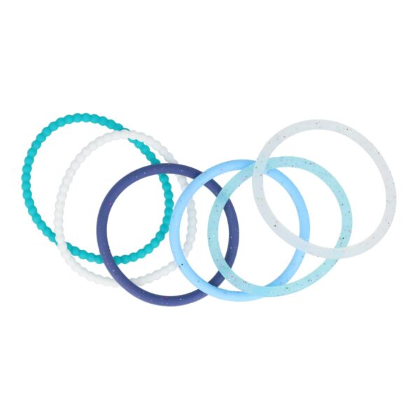 Haarelastiek siliconen anti slip wit blauw_5 Haarelastieken basic - Siliconen anti-slip - Wit blauw - Set van 6