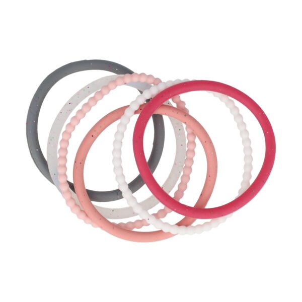 Haarelastieken anti slip siliconen roze wit grijs_4 Haarelastieken basic - Siliconen anti-slip - Wit roze - Set van 6