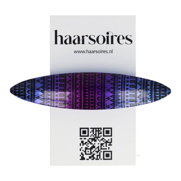 Ibiza print patentspeld_13 Haarspeld Ibiza Patroon – Glitter Paars Blauw – 9,5 cm