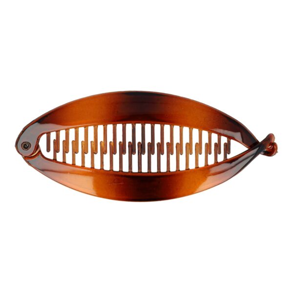 bananenklem basic bruin 14cm_1 Haarspeld bananenklem - Staartklem basic glans 14cm - Bruin