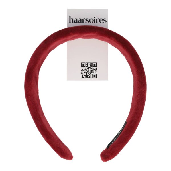 diadeem dik velvet rood 3cm_3 Haarband Diadeem 3cm – Zacht Gevuld – Velvet Stof – Handmade – Koraalrood