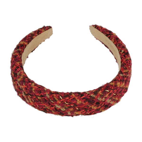 diadeem geweven rood_2 Haarband Diadeem 3cm – Zacht Gevuld – Geweven Stof – Rood